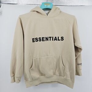 Size Large Fear of God Essentials Cream Logo Pullover Hoodie Sweatshirt
